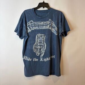 'Ride the Lightning' Blue Metallica Graphic Tee Medium Large